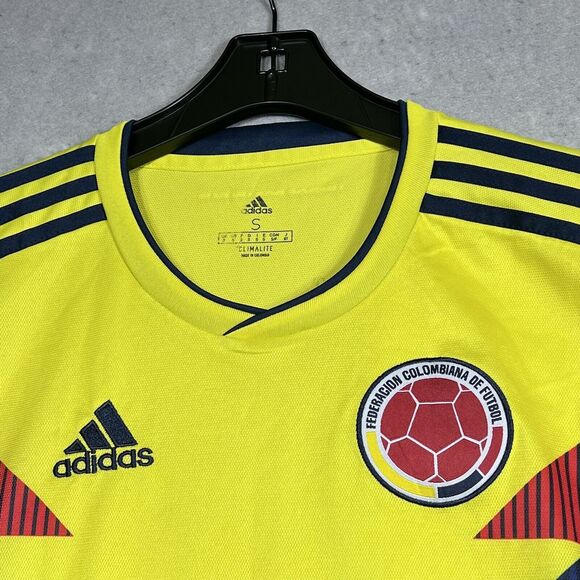 ADIDAS Federacion Colombiana Jersey Mens Small Yellow De Futbol Soccer Climalite - Picture 2 of 16